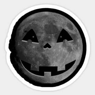 Moon Pumpkin Face Funny Halloween Design Sticker